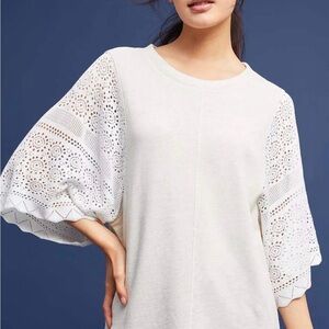 Akeni + Kin *Anthropoligie Elegant Cream Lace Sleeve Women's Top